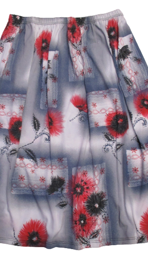 Spódnica spódniczka długa cienka czerwone kwiaty