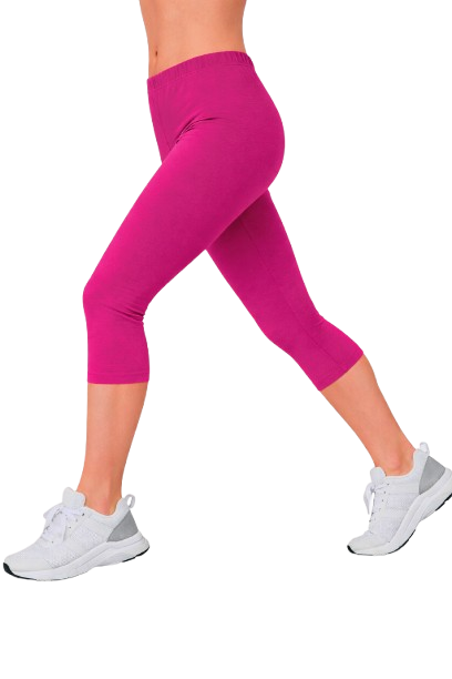 Legginsy 3/4 damskie bawełniane – rybaczki ciemny róż, getry sportowe - obrazek 3