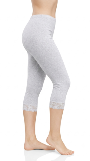 Legginsy damskie getry leginsy 3/4 rybaczki z koronką melanż