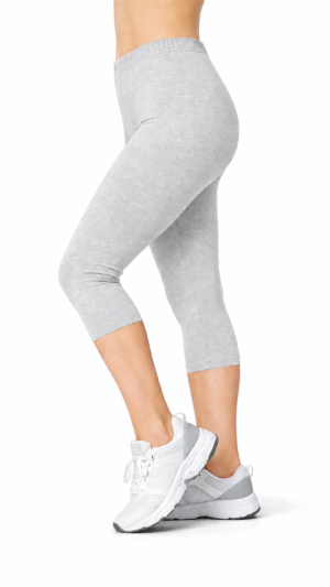 Legginsy damskie bawełniane 3/4 szary melanż – getry rybaczki komfortowe