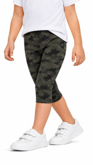 Legginsy dziecięce 3/4 bawełniane rybaczki moro