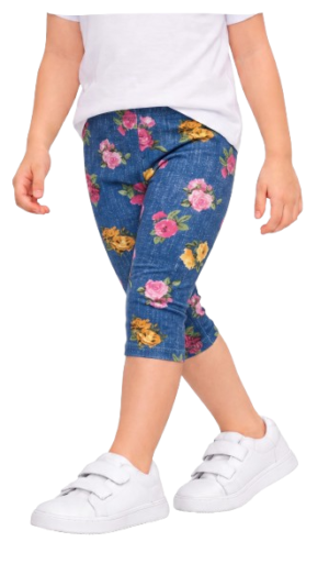Legginsy dziewczęce 3/4 bawełniane w róże rybaczki wygodne getry