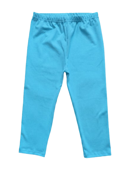 Legginsy dziecięce bawełniane getry 3/4 rybaczki turkusowe - obrazek 2