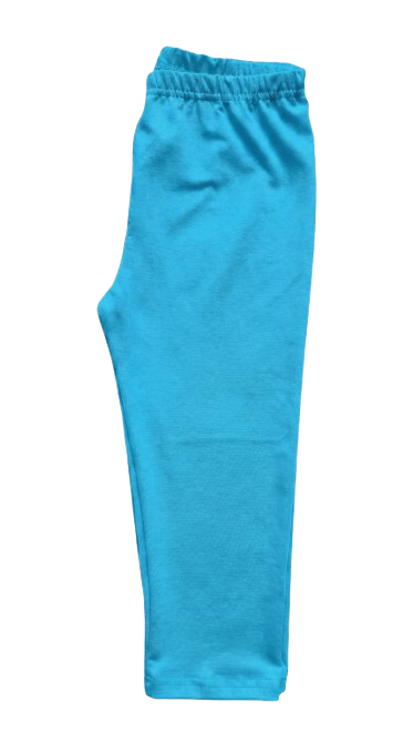 Legginsy dziecięce bawełniane getry 3/4 rybaczki turkusowe - obrazek 3