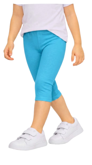 Legginsy dziecięce bawełniane getry 3/4 rybaczki turkusowe