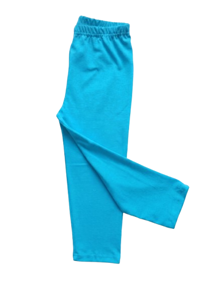 Legginsy dziecięce bawełniane getry 3/4 rybaczki turkusowe - obrazek 4