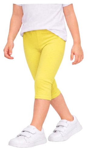 Legginsy dziecięce bawełniane getry 3/4 rybaczki żółte
